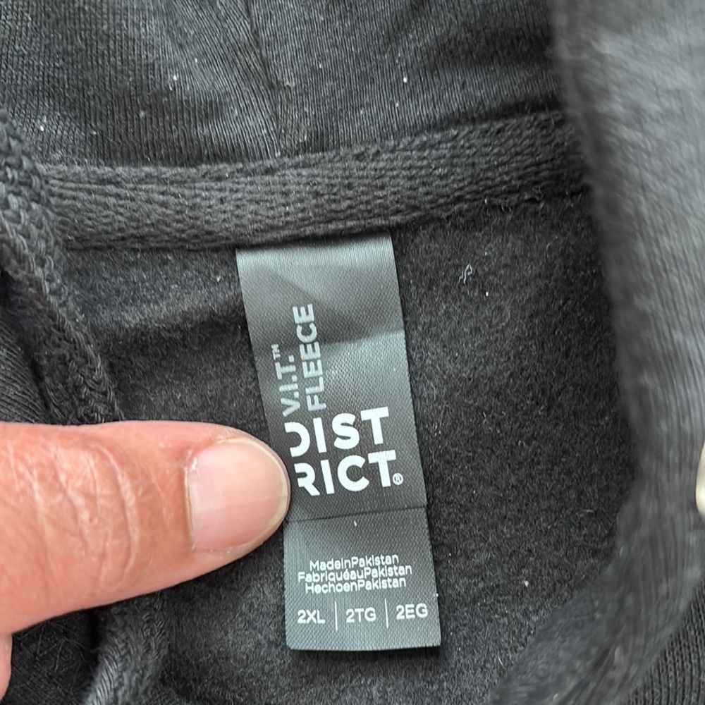 District VIT Fleece Hoodie 2XL Black W Hawkβ Logo - Picture 2 of 3
